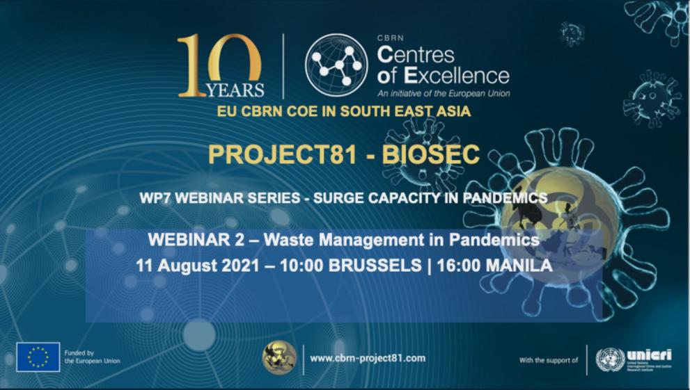 'Waste Management in Pandemics': EU CBRN CoE Project 81 Webinar