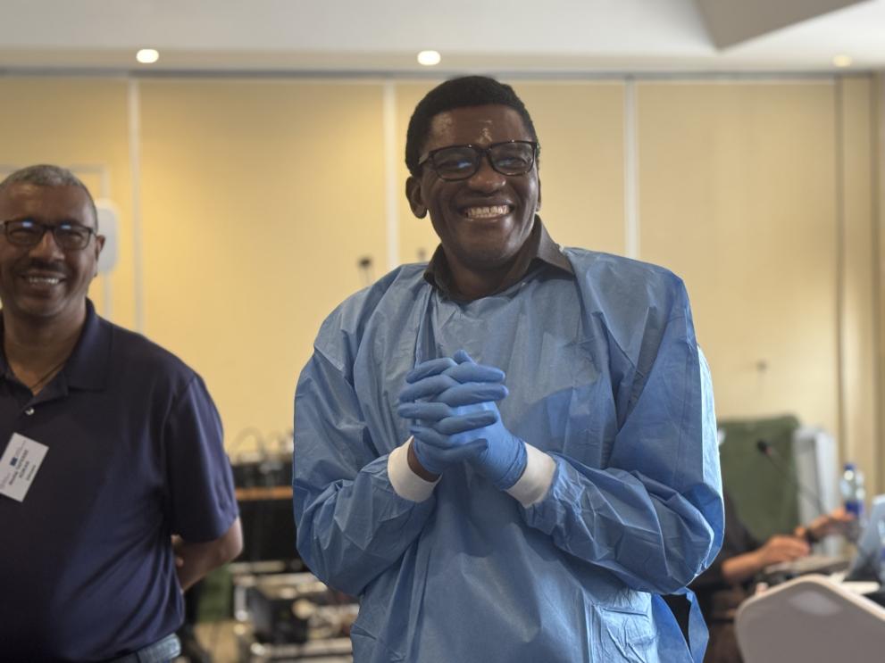 Participant to the ISO 35001 workshop smiling