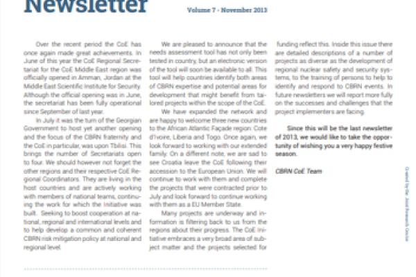 Thumbnail of CBRN CoE Newsletter Volume 7